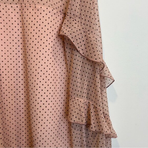 Laura Polka Dot Ruffled Mesh Sleeves Top Rose Quartz Pink - Picture 8 of 11